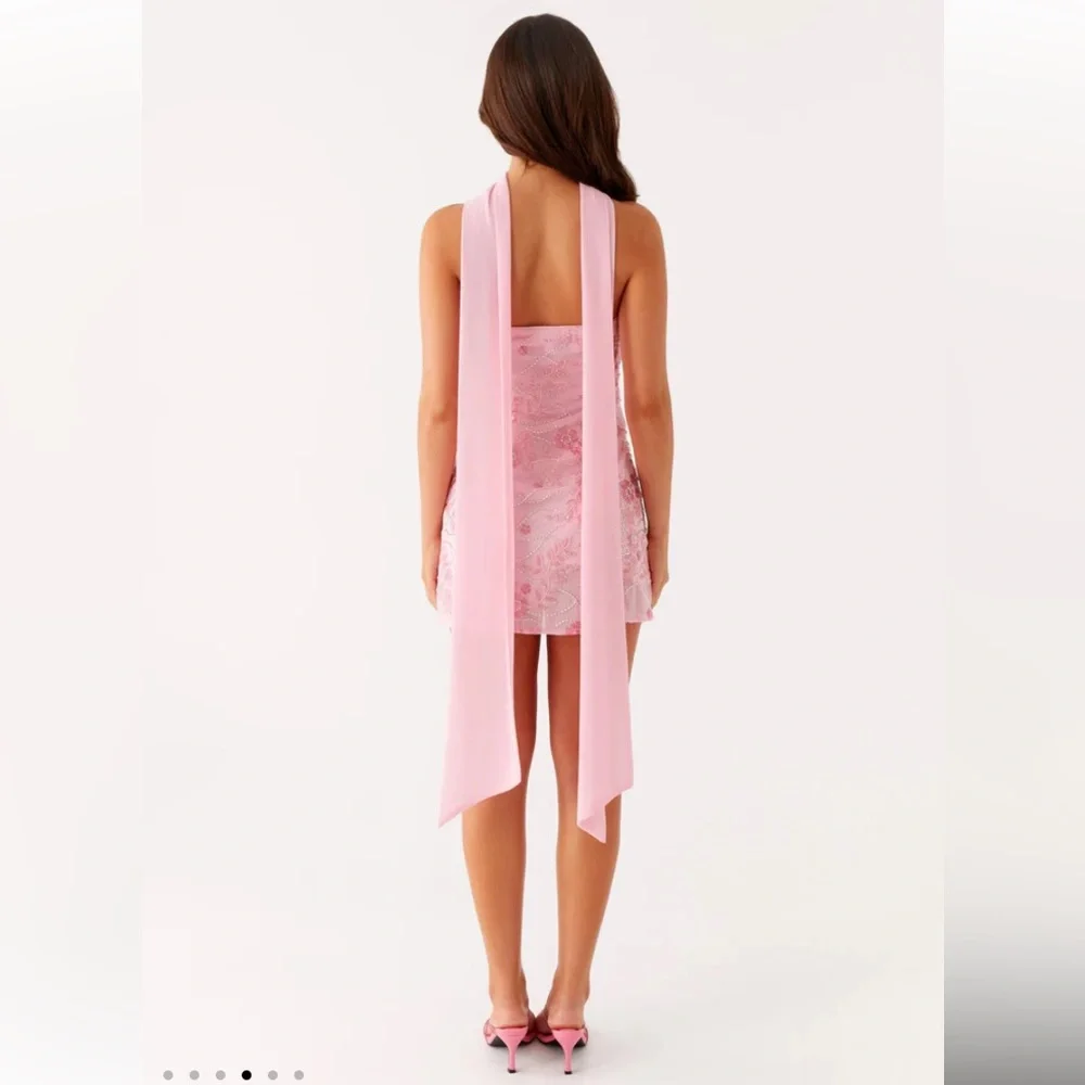 Beautiful Peppermayo pink strapless beaded mini scarf dress new with tag - Picture 2 of 6